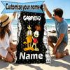 Custom Name Personalized Garfield Print Beach Towel, for Trip Camping Beach Party Home Decor, Birthday Gift for Family & Friends
