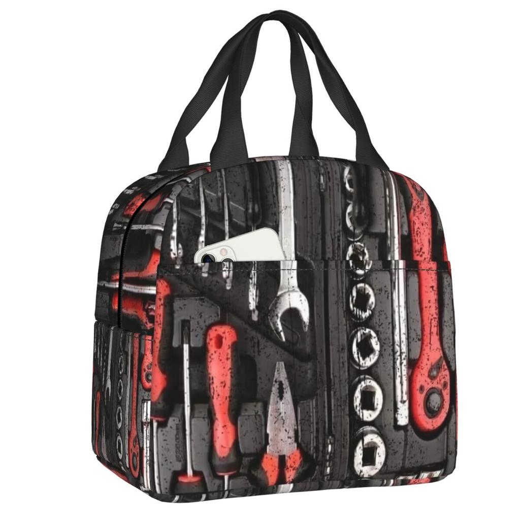 Custom Mechanics Large Toolbox Lunch Bag Women Cooler Warm Insulated Lunch Boxes for Kids School