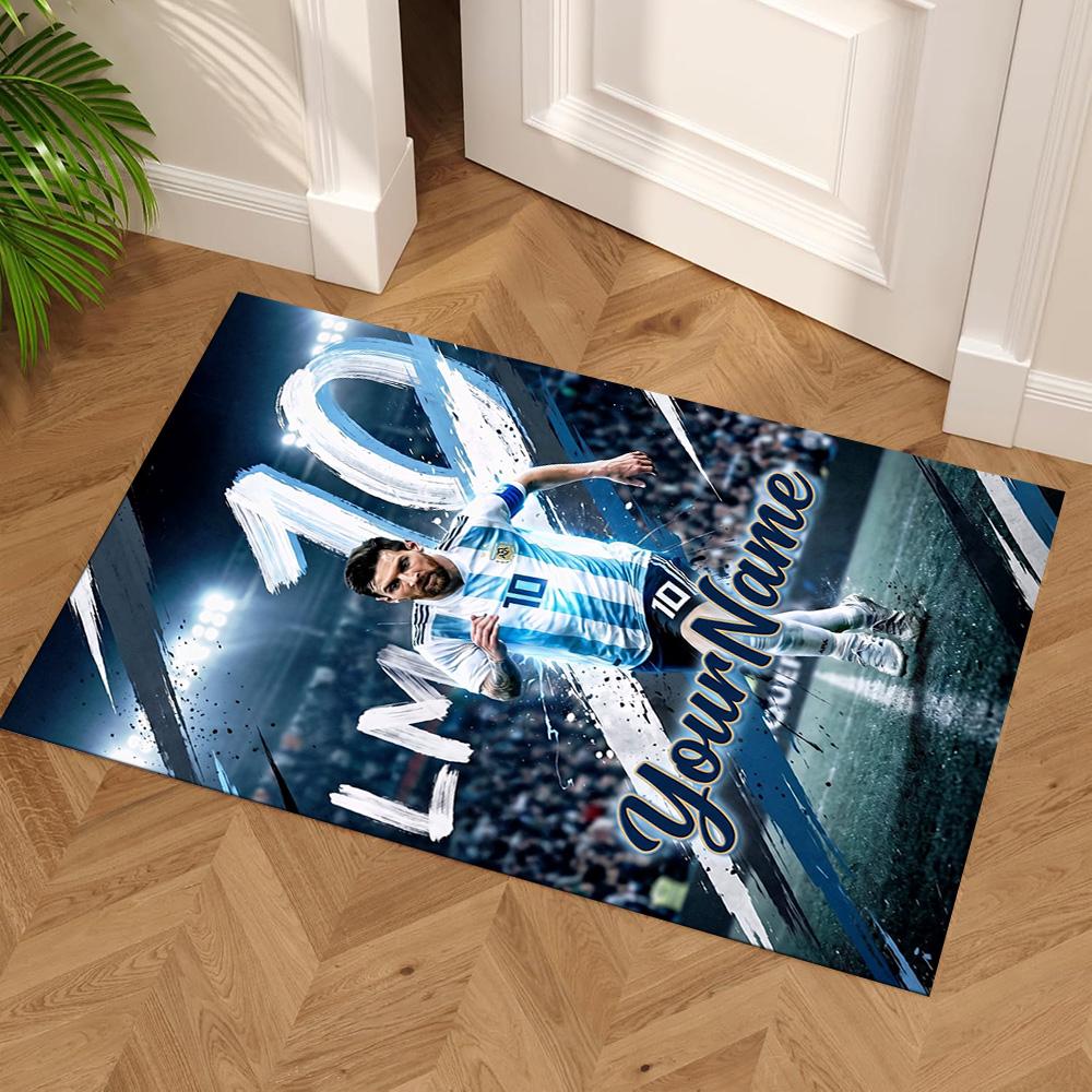 Messi Customizable Name Carpet Perfect for Outdoor Dormitory Game Room Dining Room Antislip Carpet Decorate Offices Gift for Festivals