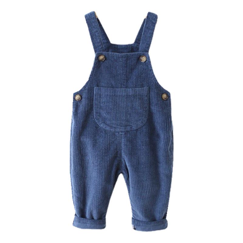 Cross2026 Kids' Corduroy Overalls - Korean Style for 0-3 Years, Versatile Spring/Autumn Wear