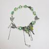 Sweet Rhinestone Butterfly Necklace Exaggerated Women's Choker Tassel Crystal Necklace  Party