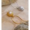 Yhpup Simulated Pearls Round Casting Pendant Necklace Stain Less Metal Stainless Steel Popular High Quality Jewelry Recommend