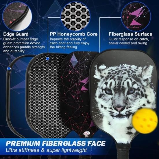 KNK Glass Fiber Paddle Pickleball Set - 1 Paddles, 2 Balls, Travel Cover