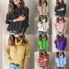 Cozy Women Long Sleeve Sweater High Neck Jumper With Stylish Button Decoration