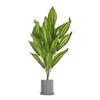 Artificial Plant With Pot, Indoor Outdoor Faux Croton Tree, Light Green & Grey