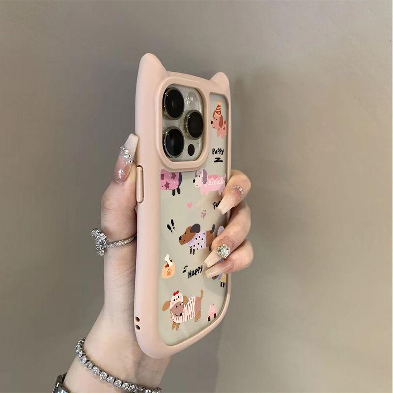 English Brown Puppy Applies To Apple 11promax Mobile Phone Case iPhone11/11 Cartoon 11/11 Cat Ears