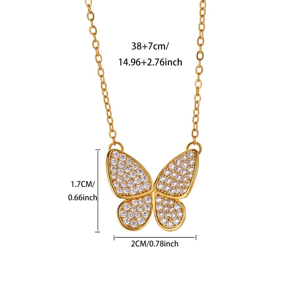 Elegant Three Y-shaped Butterfly Necklaces for Women 18K Gold-plated Stainless Steel Necklace Wedding Jewelry Party Accessories