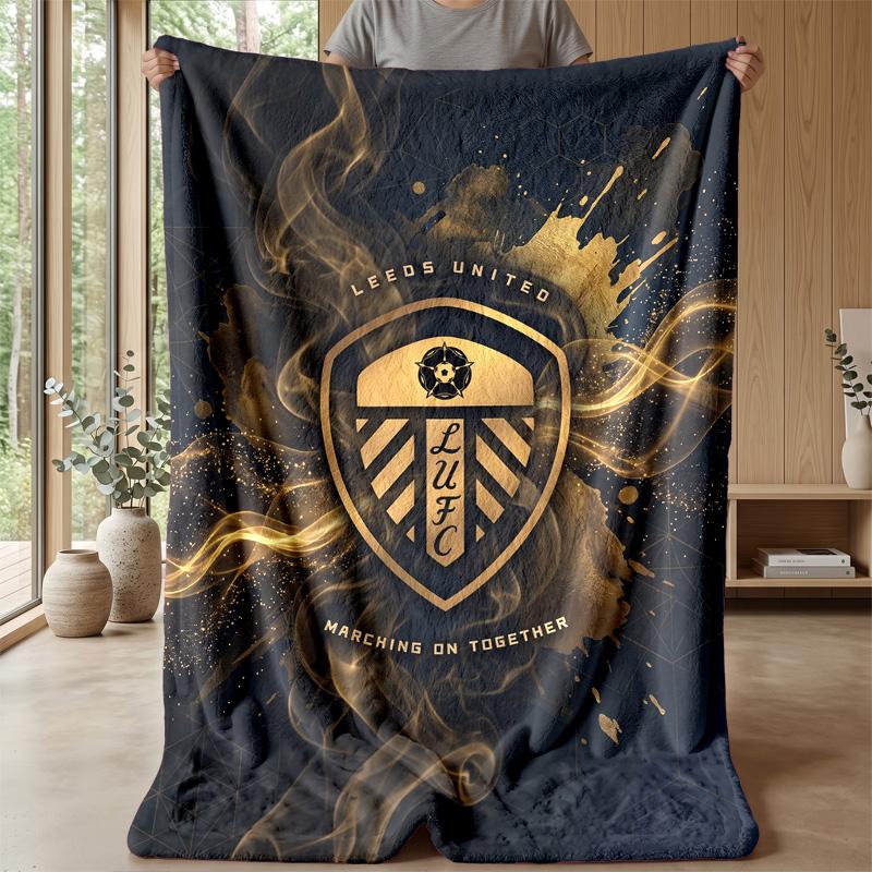 Coperta in Flanella con Stampa Leeds United, Morbida Calda Leggera Coperta da Divano Letto Campeggio
