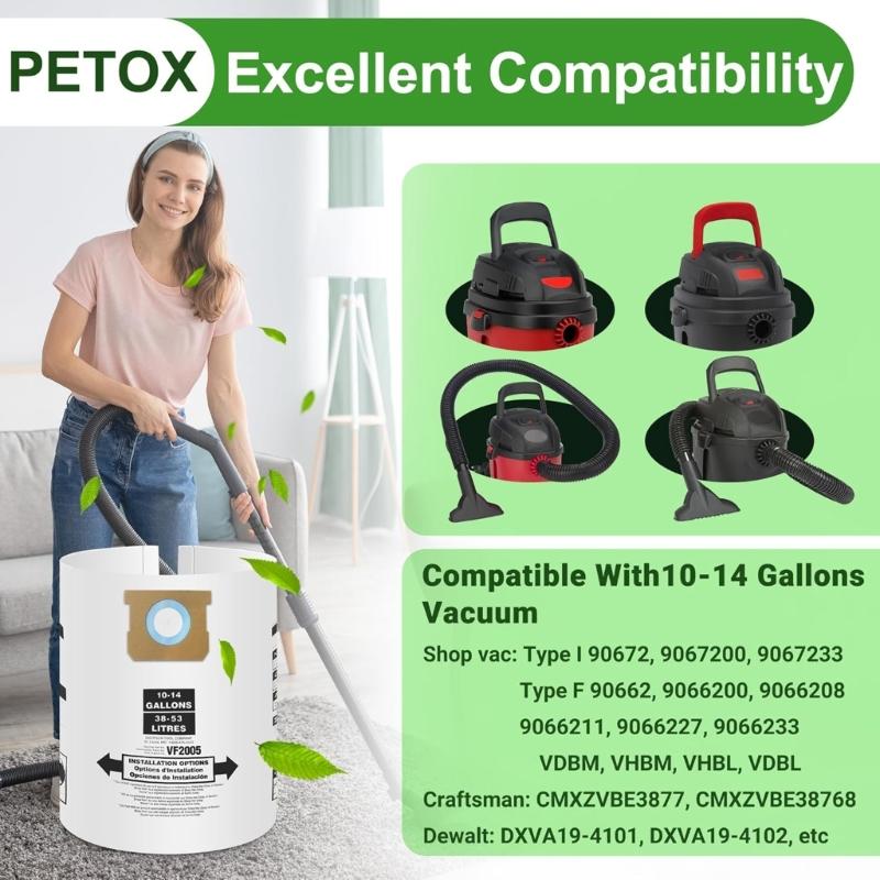 Dry Vacuum Cleaner Replacement Bags 10-14 Gallon Capacity Paper Dust Bags Disposable Collection Filter Bags Enduring