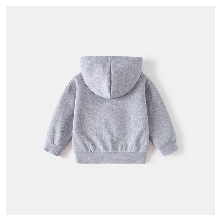 Kids' 2025 Hooded G Letter Zip-Up Jacket - Solid Color Korean Style Sweatshirt