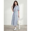Plus-Size Women's Clothing for Fat Girls, Korean Style Simple Style Lapel Tie Waist Dress 2026 Summer Elegant Slimming Long Dress