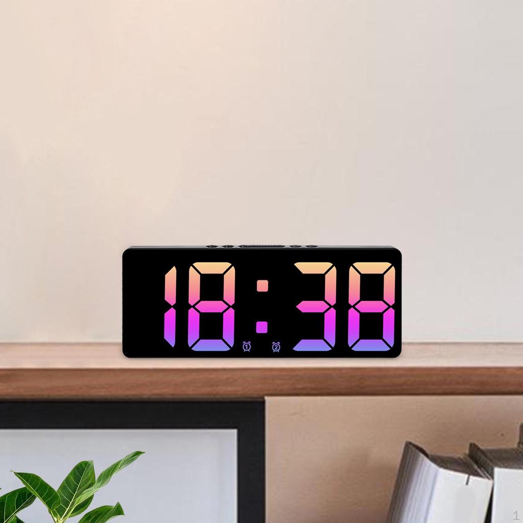 15.5cm Digital Alarm Clock Bedside Adjustable Brightness 12/24H Snooze Function for Children