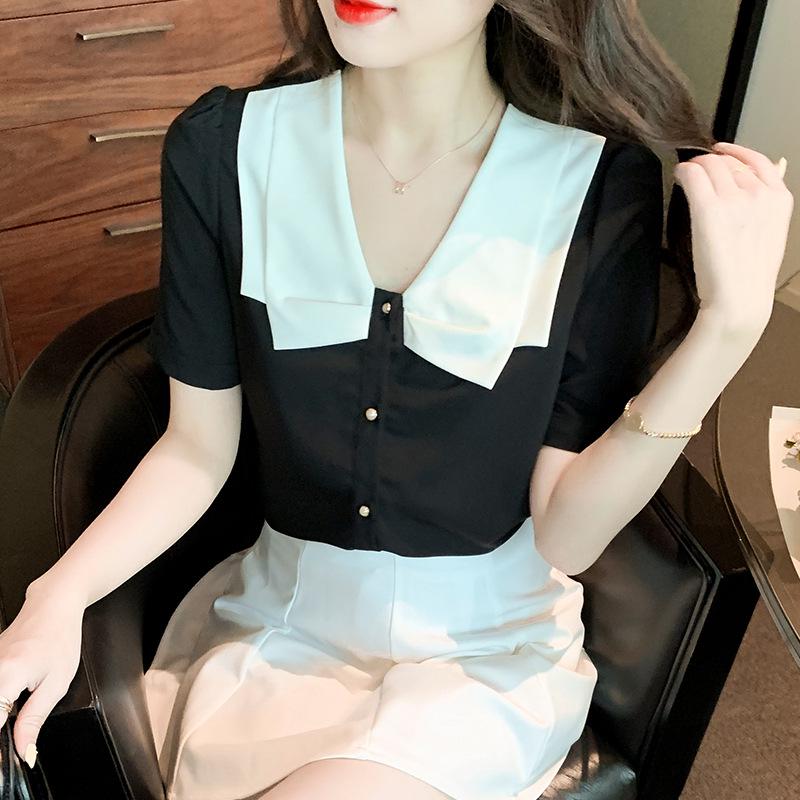 Women's Summer 2025 Doll Collar Plus Size Fashion Tee - Age-Defying Short Sleeve Top
