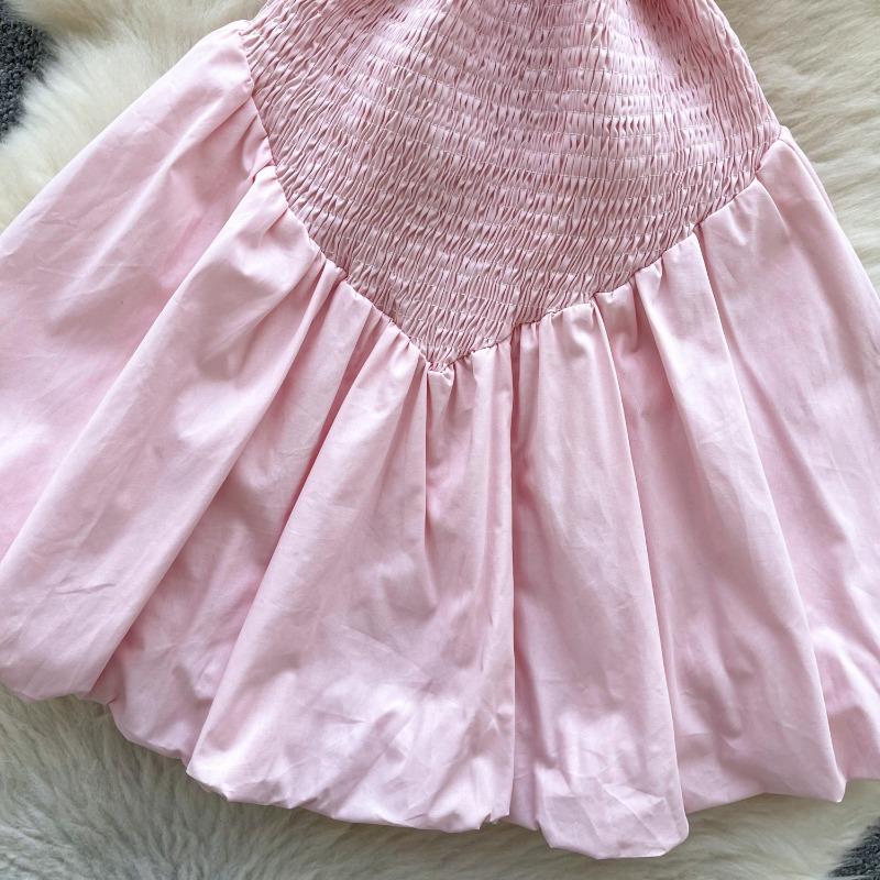 Rochie fără bretele pentru vară pentru femei, rochie bufantă slim și cu boboc de floare