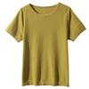 Summer New Round-neck Knitted Short-sleeved Women's T-shirt, Loose Large-sized Plaid Half-sleeved Top