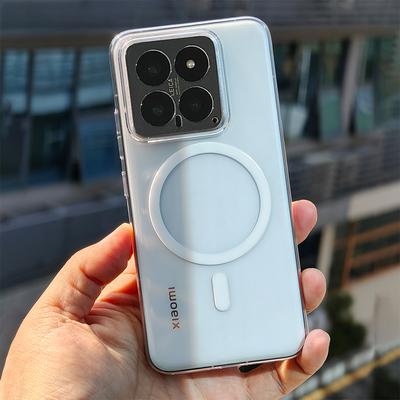 Acrylic Shockproof Magnetic Magsafe Case For Xiaomi Mi 14 13 12 11 Ultra 12S 13T Pro Transparent Wireless Charging Hard Back Soft Frame Cover