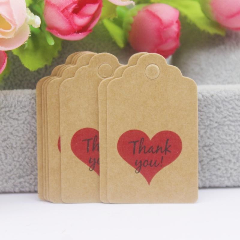 100 szt. + 100 sznurków 3x5 cm biały/papier kraft. Dziękujemy za ręczne wykonanie zawieszki do etykiety