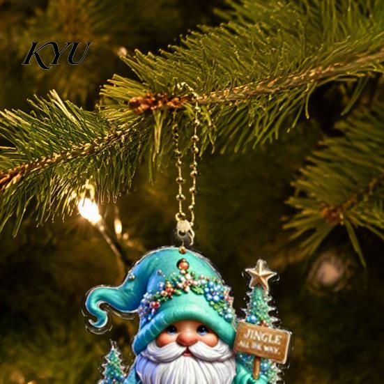 Cute Gnome Bag Pendants 12Pcs Christmas Hanging Ornaments, 2D Flat Colorful Pendants, Acrylic Xmas Tree Dwarf Party Decor Decorations with Chain