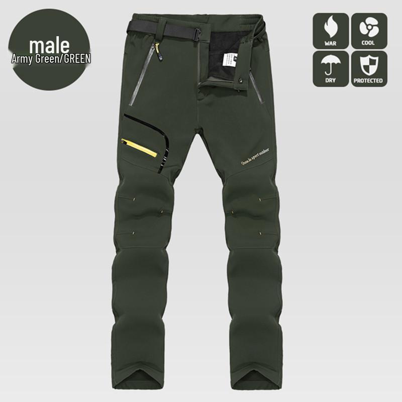 Men's and Women's Winter Fleece-Lined Windproof Pants: Warm, Thickened Softshell for Outdoor Wear, Available In Plus Sizes