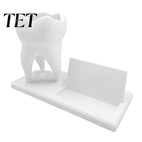 Dentist Office Supplies 3D Printed Tooth Pen Holder with Business Card Holder, 2 In 1 Personalized Gift Teeth Shape Desk Organizer, Desktop