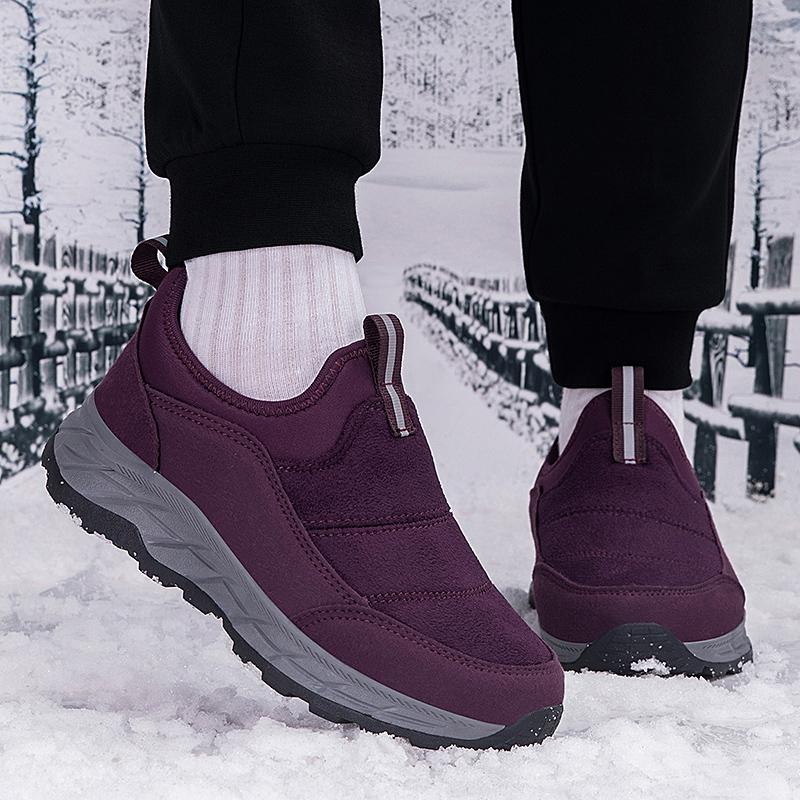 Plush Slip-on Cotton Shoes Warm Loafers Men Women Winter Outdoor Walking Hiking Sports Shoes Anti-slip Flat Shoes
