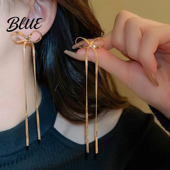 Hypoallergenic Alloy Jewelry Bow Choker Necklace Earrings Women Dangle Long