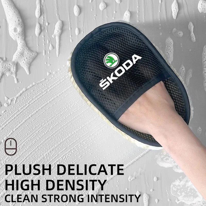 

Car Sticker 2026 Hot 1Pcs Car Wash Glove Wool Soft Polish Cleaning Brush Tools For Skoda Octavia Superb Rapid Kodiaq Karoq Fabia