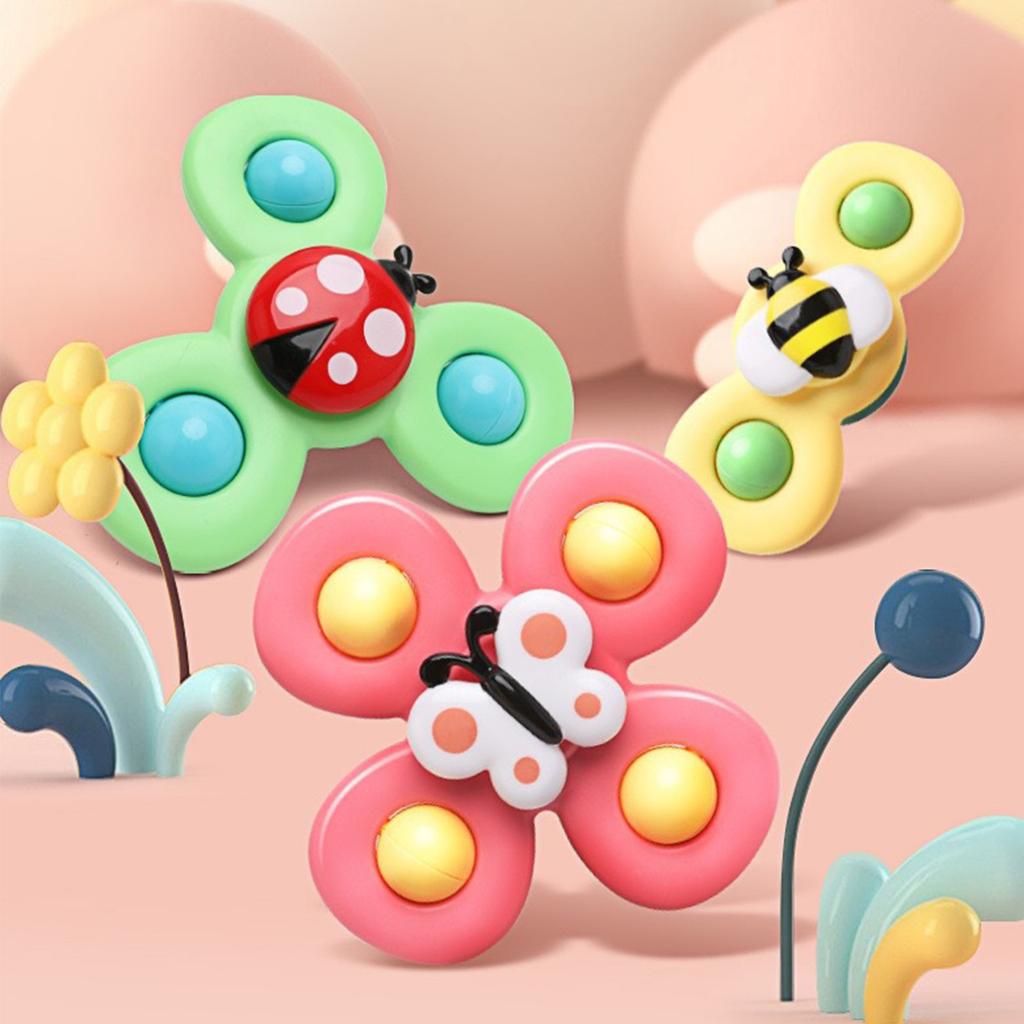 Suction Cup Rotating Fun Baby And Toddler Children 0-3 Cartoon Insect Rotating Bell Bathroom Toy