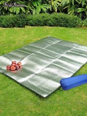 Doppelseitige Matte für Picknick Camping, Vergrößerte und verdickte Aluminiumfolienmatte, Picknickmatte, Mittagspausenmatte