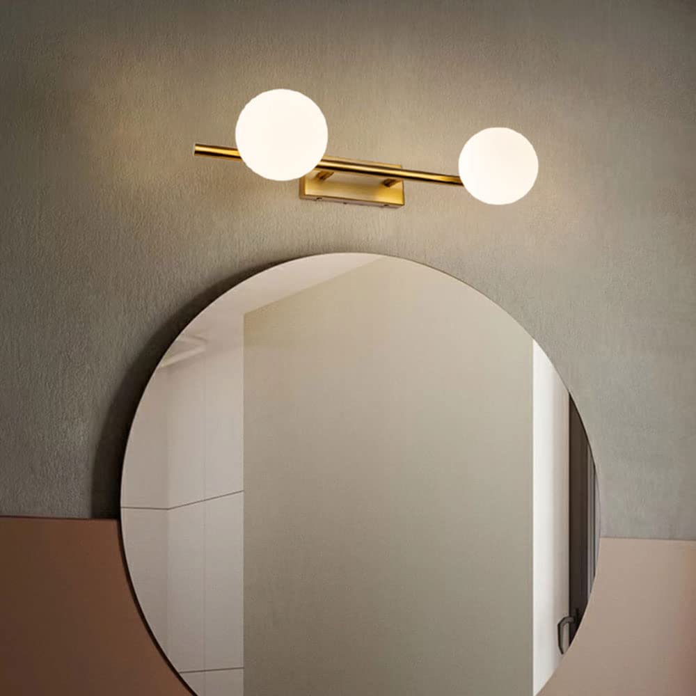 Stylish two-light wall light, brass and glass, for bathrooms and living rooms. G9 Gold, retro and modern, indirect lighting. WALL-LAMP-19-JP-A
