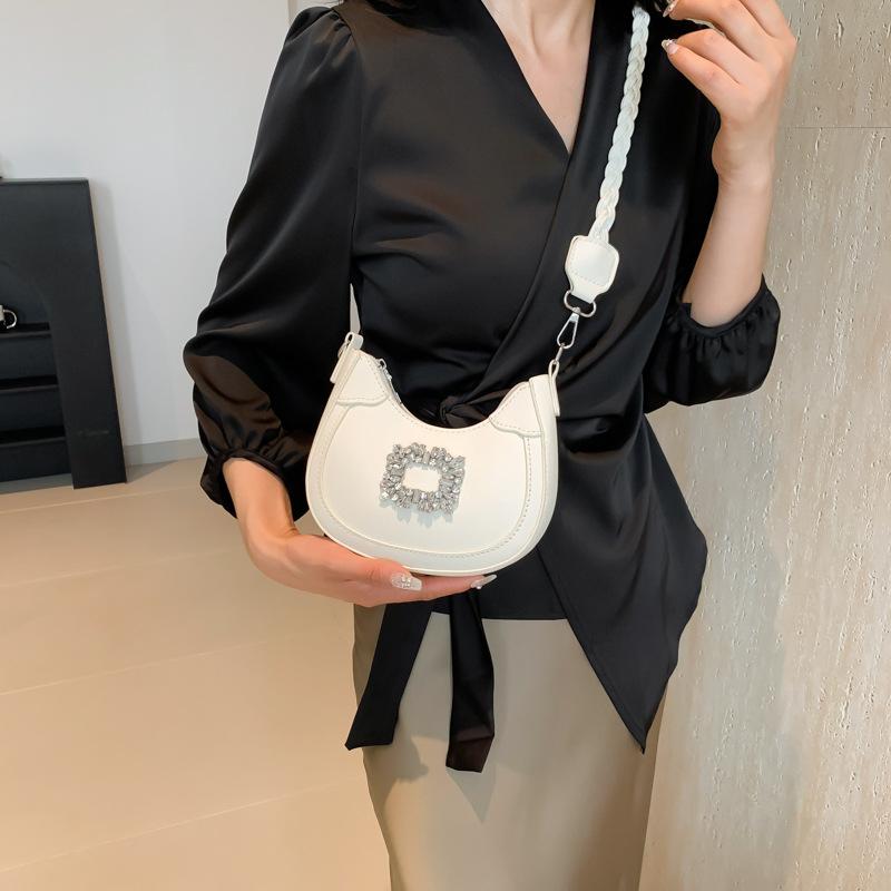 Square diamond fashion woven shoulder strap small bag women's 2024 spring and summer niche design temperament messenger bag women's bag