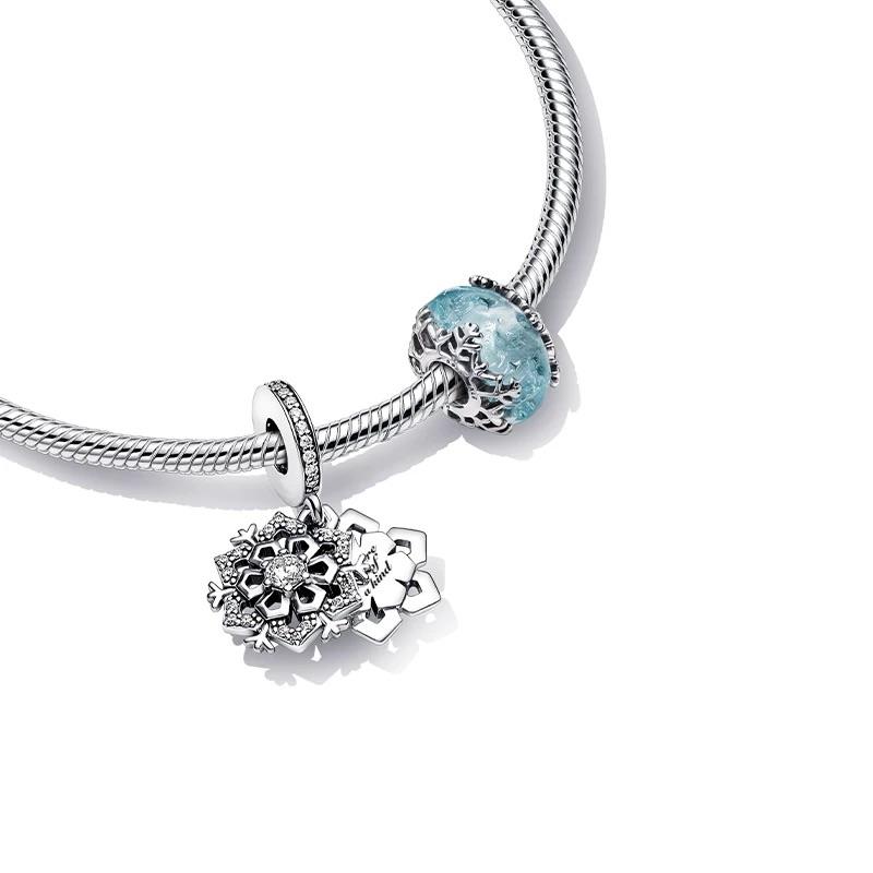 Pandora Shining Snowflake Two-In-One Pendant Design Women Jewelry Accessories Silver 792355