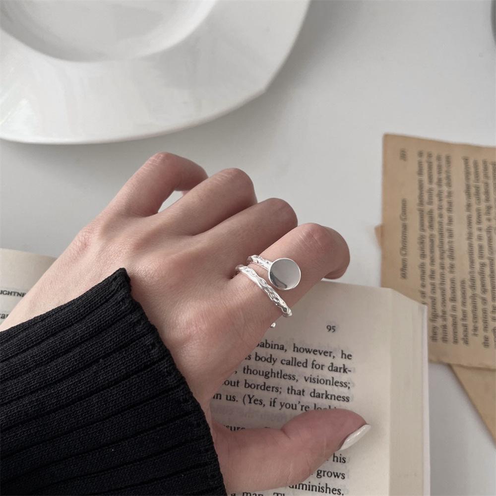 Retro Heavy Industry S plain ring, non-fading opening adjustable index finger ring