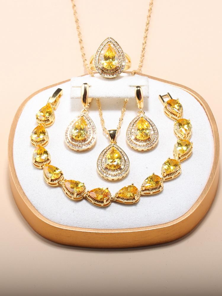 African Nigeria  Gold Plated Luxury Jewelry Sets Italian Wedding Dress Cz Accessories 13-Colors 5-Piece Sets For Women  Gift