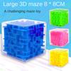 8cm/3.15in Cube 3D Maze Puzzle Six-sided Rolling Ball Game Labyrinth Children Balance Training Stress Reliever Toys for Kids