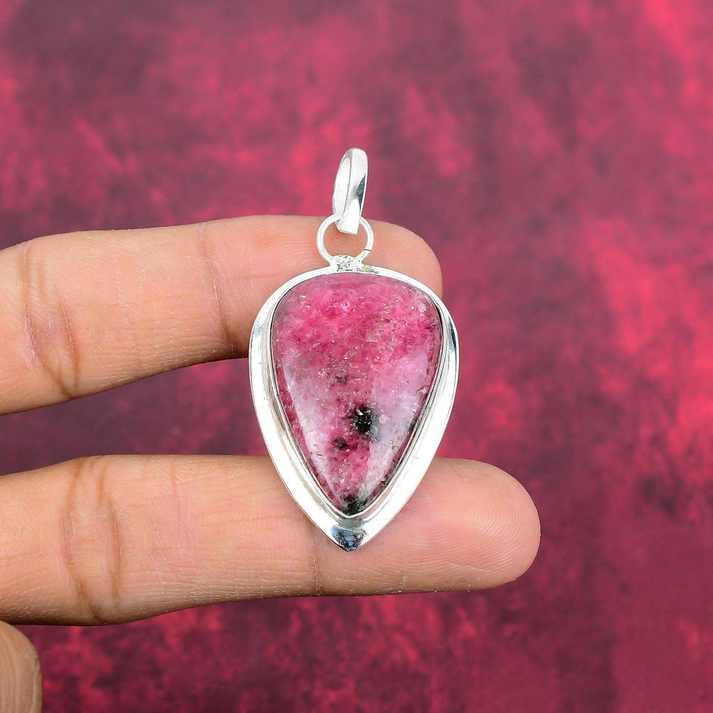 Rhodonit-Schmuck, 925er Sterling-Silber-Anhänger, handgefertigter Edelstein-Schmuck, Geschenke für die Frau, brandneuer Anhänger