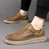 Quality Leather Fashion Casual Shoes Men Hand Sewn Thread Flats Lace Up Oxford Comfort Soft Sole Outdoor Sneakers Jogging Shoes