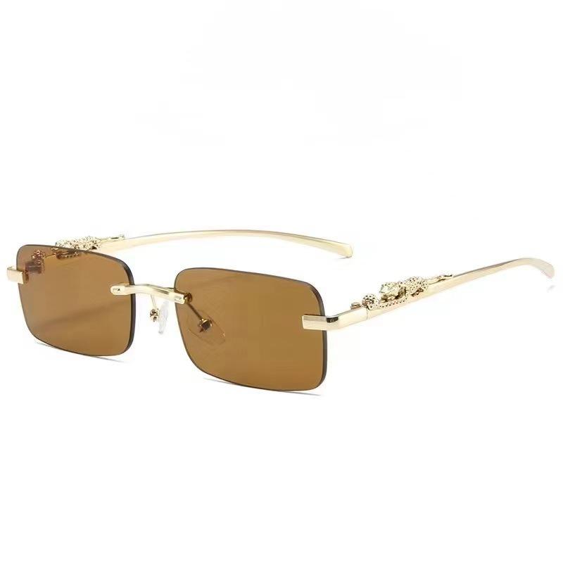 New Trendy Rectangle Frameless Square Sunglasses For Women Fashion Street Photography Summer Vacation Gift Glasses