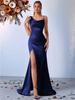 Elegant Women's One-Shoulder Spaghetti Strap Long Evening Gown