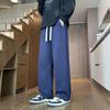 Pure Cotton Knitted Straight Line Pleated Men's Spring and Autumn American High Street Loose Wide-leg Floor Casual Trousers
