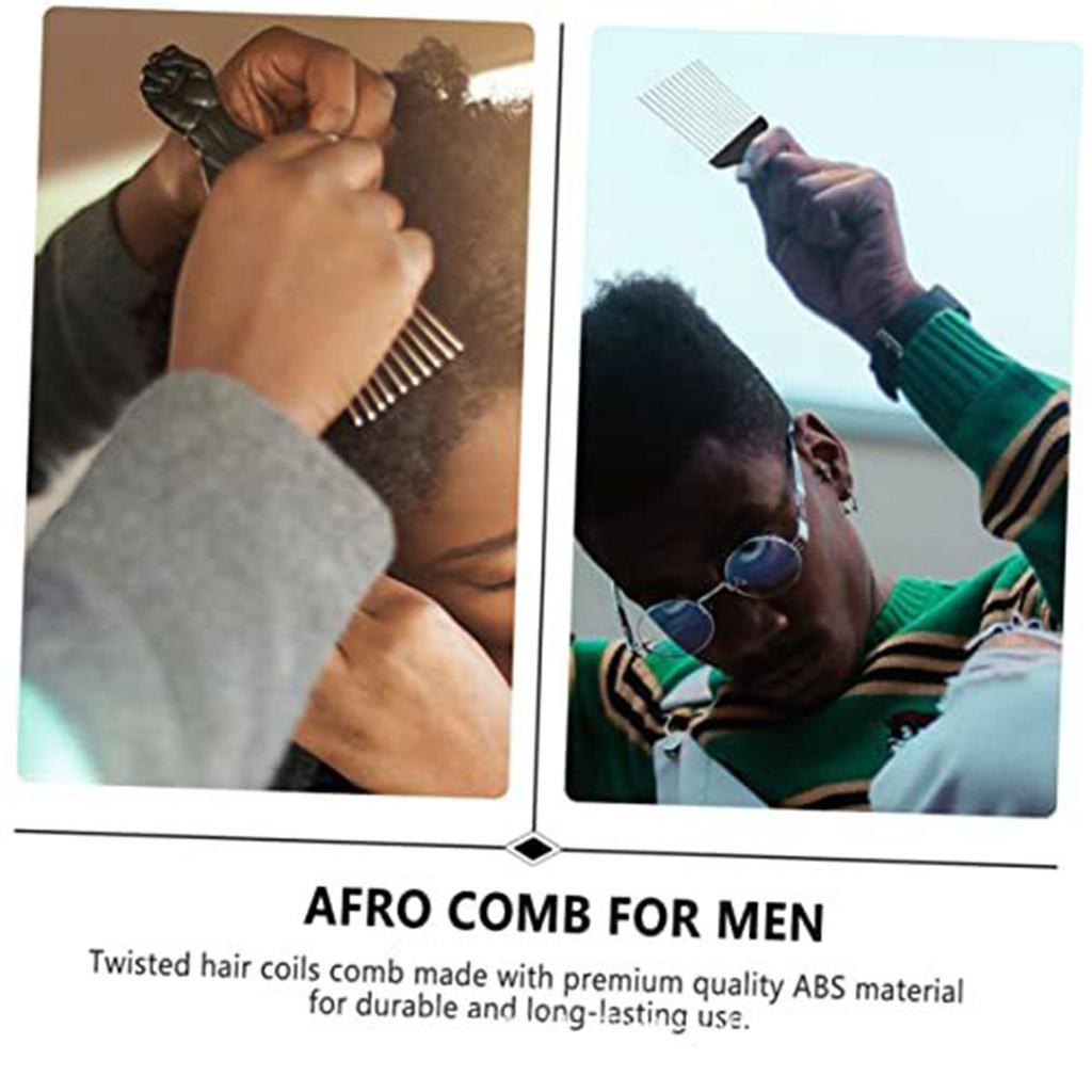 Szerokie zęby w kształcie pięści, czarna rączka, Afro, grzebień do włosów, metalowy grzebień salonowy, wybierz metalowe zęby do kręconych włosów