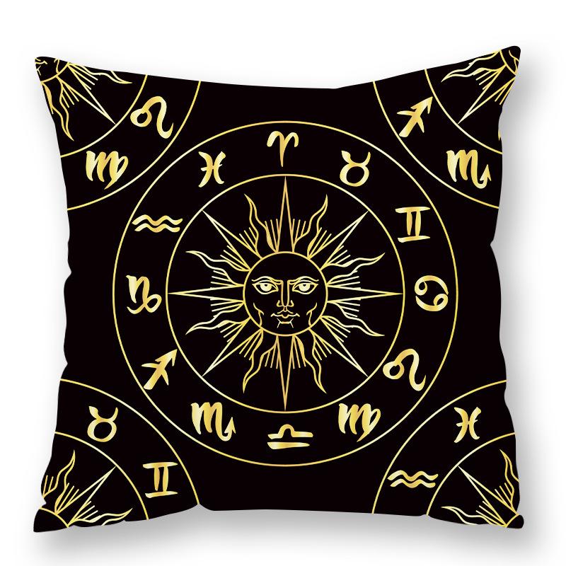 Abstract Star Moon Plush Pillow Cover Constellation Compass Totem Yoga Digital Printed Backrest Set Premium Durable