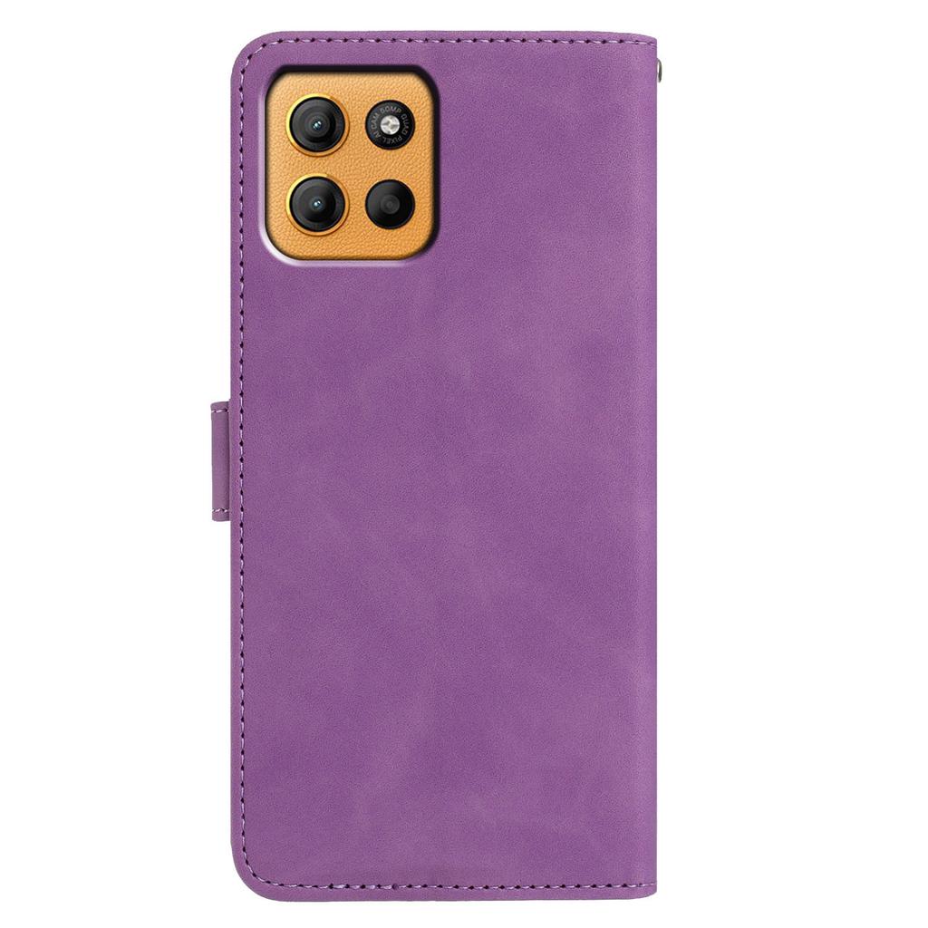 For Motorola Moto G15 4G Case Butterfly Flower Imprinted PU Leather Wallet Stand Phone Cover