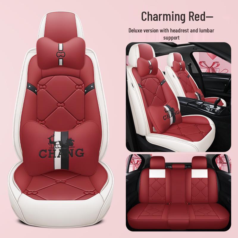 New All-Season Full Leather Cartoon Car Seat Cushion Cover