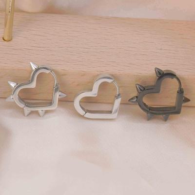 Stainless Steel Electroplated Heart Rivet Earrings/Ear Cuffs