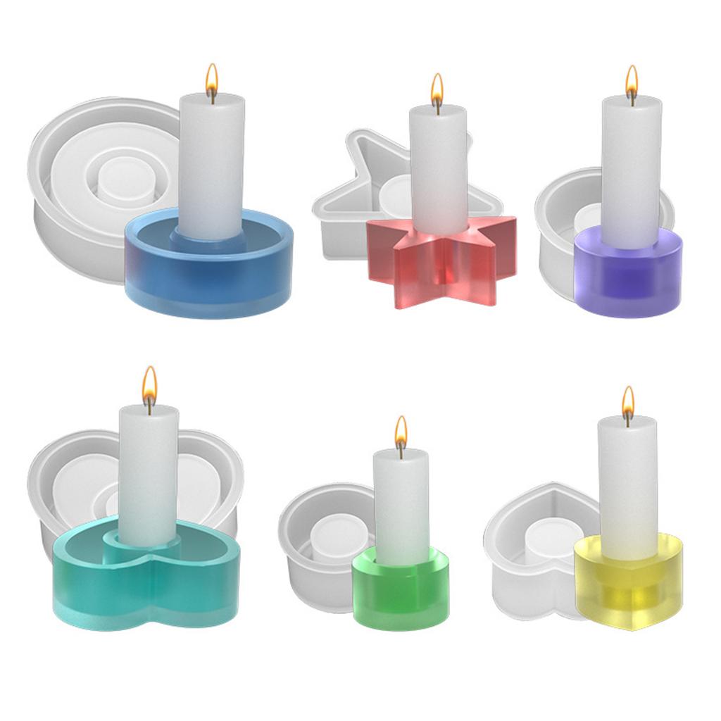 Heart Silicone Candlestick Molds Geometric Star Round Candle Holder Mould Home Decors Star Candle Holder Home Ornament