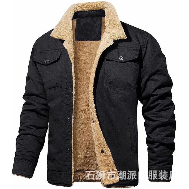 New Autumn and Winter, Men's Jacket, Velvet Cotton Tooling Casual Jacket Men's Coat