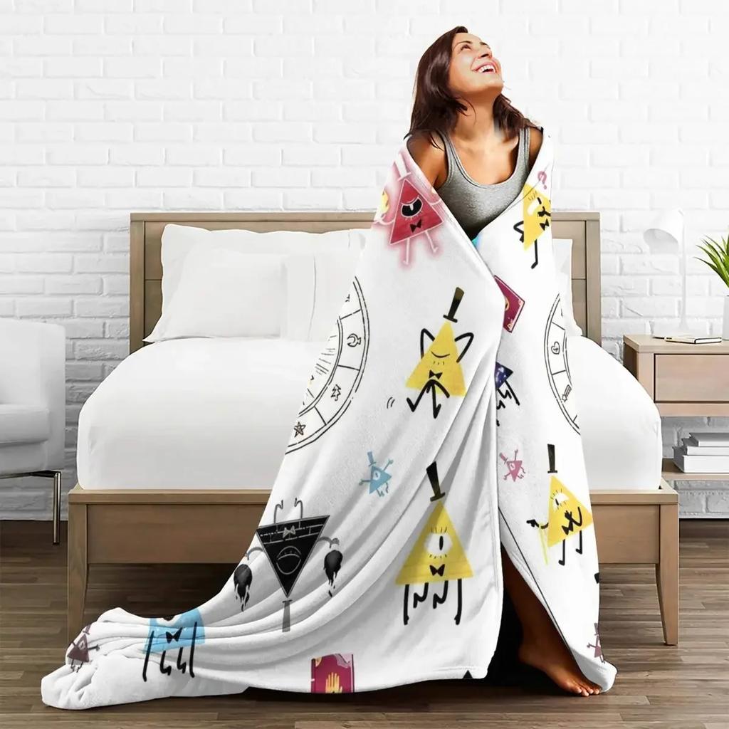 Coperte di Gravity Falls con Bill Cipher in Flanella Cartoni Animati Anime Leggere Plaid per Auto Divano Divano Letto Tappeto
