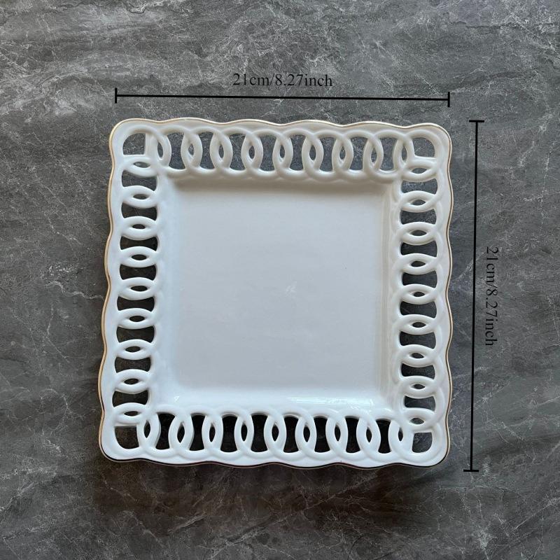 Ceramic Hollowed Out Western Dining Plate Serving Plate Restaurant Appetizers Tableware Fruit Cake Dim Sum Plates Tableware