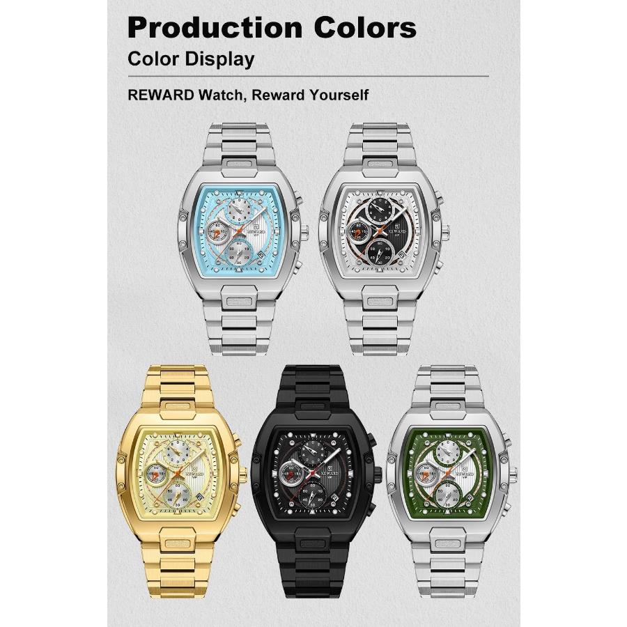 New Design Tonneau Watch Men Luminous Waterproof Date Stainless Steel Chronograph Quartz Watches for Men Relogio Masculino